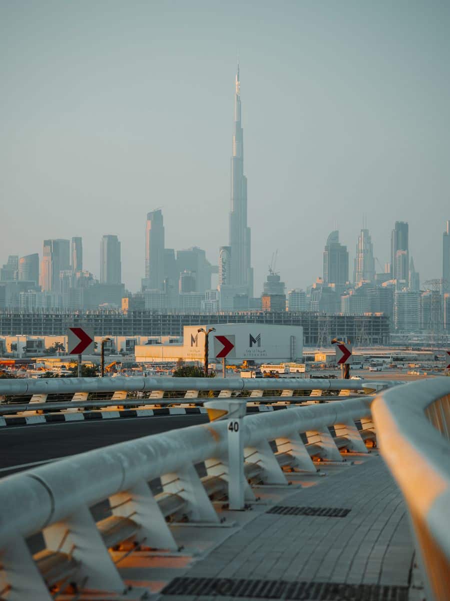 Dubai skyline at sunrise